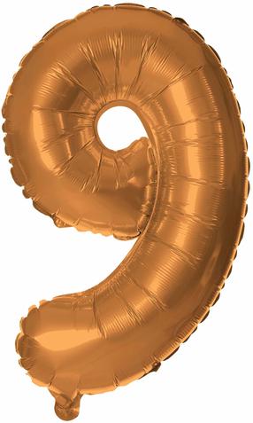 Folijas balons cipars 9, bronzas krās.