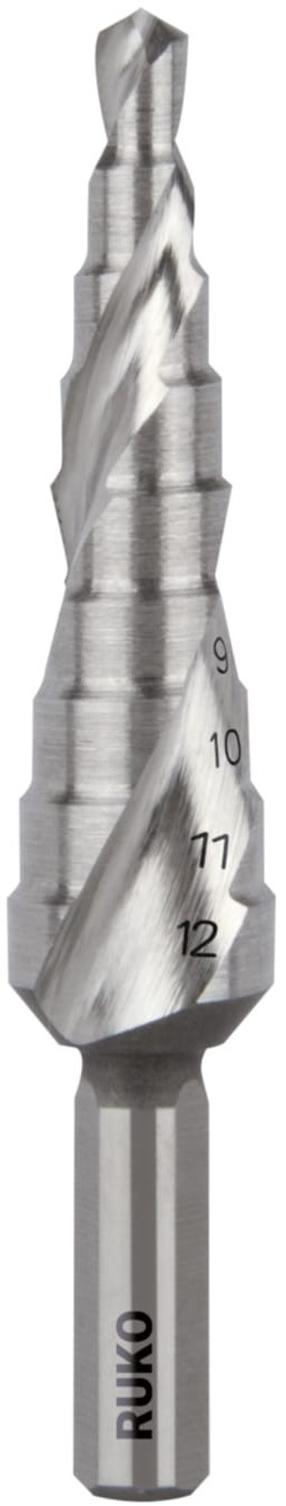 Ступенчатое сверло Ruko 101050-9, cталь/пластик/алюминий, hss, tri-flat, 4 - 12 мм x 6.5 см