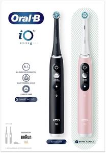 Elektrinis dantų šepetėlis Braun iO Series 6 Duo Pack, balta sp./juoda sp./rožinė sp.