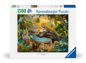 Puzle Ravensburger Leopard Family In The Jungle, 60 cm x 80 cm, 1500 gab., daudzkrāsaina