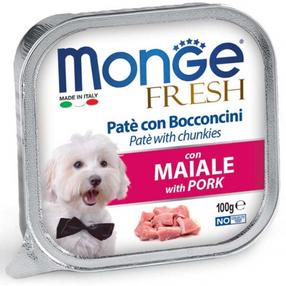 Šlapias šunų maistas Monge Fresh, kiauliena, 0.1 kg