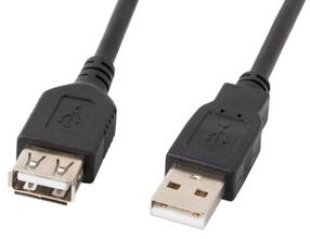 Vads Lanberg USB-A - USB-A CA-USBE-10CC USB 2.0 A male, USB 2.0 A female, 0.7 m, melna krās.