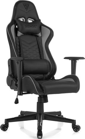 Игровой стул SENSE7 Spellcaster, 57 x 69.5 x 126 - 135 см, черный цв./серый цв.