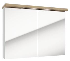 Piekarināms vannas istabas skapis ar spoguli Deftrans Stilla E80 LED, ozola krās./balts krās., 20 cm x 80 cm x 60 cm