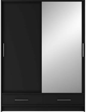 Spinta Estantte II With Mirror, juoda sp., 60 cm x 150 cm x 200 cm, su veidrodžiu