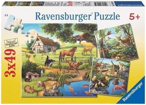 Пазл 3in1 Ravensburger Forest - Zoo - Domestic Animals 09265, 18 см x 18 см, 147 шт., многоцветный