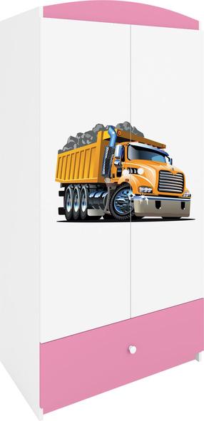 Vaikiška spinta Kocot Kids Babydreams Truck, balta sp./rožinė sp., 90 cm x 52 cm x 175.5 cm
