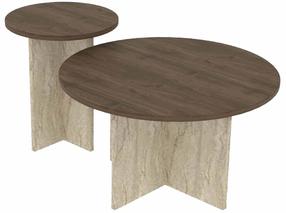 Kavos staliukų komplektas Kalune Design Private, riešuto sp./travertine sp., 40 - 70 cm x 70 cm x 40 - 47 cm, 2 vnt.