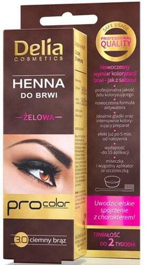 Antakių ir blakstienų dažai Delia Cosmetics Henna, 30 ml, tamsiai ruda sp. 3.0 dark brown