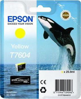 Tintes printera kasetne Epson T7604, dzeltena krās.