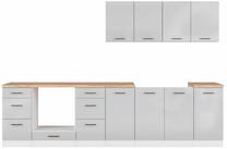 Virtuvės baldų komplektas Junona Line, balta sp./šviesiai pilka sp./golden craft oak sp., 3 m