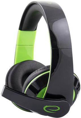 Laidinės žaidimų ausinės Esperanza EGH300, juodos/žalios