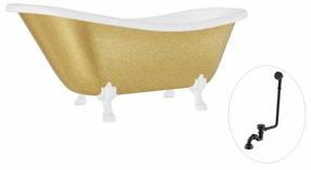 Vann, teisaldatav Besco Otylia Glam, 160 cm x 77 cm x 69.5 cm, ovaalne, kuldne v./valge v.