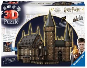 3D пазл Ravensburger Hogwarts Castle - The Great Hall Night Edition 11550, 44 см x 42 см, 540 шт., коричневый цв./черный цв.