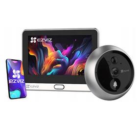 Domofonas Ezviz DP2 2K 3MP Wire-Free Peephole Doorbell Smart Video Camera System with LCD Screen DP2, sidabro sp.