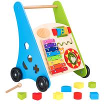 Vaikiškas stumdukas - vaikštynė EcoToys Wooden Pusher, 45.5 cm, įvairių spalvų