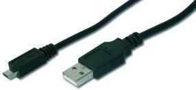 Vads Assmann USB 2.0 A male, Micro HDMI male, 1.8 m, melna krās.