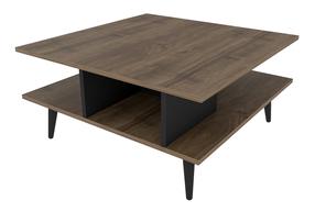 Kavos staliukas Kalune Design Akya, juoda sp./riešuto sp., 89 cm x 89 cm x 44 cm