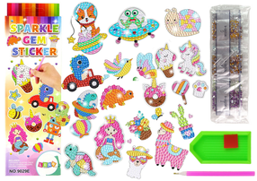 Dimantu mozaīka, ar uzlīmēm Lean Toys Sparkle Gem, daudzkrāsaina