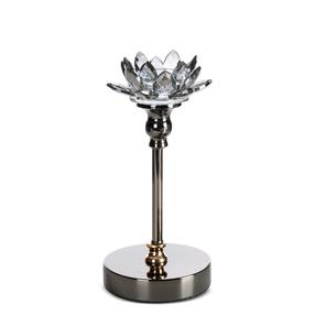 Žvakidė Dalia, krištolas/metalas, Ø 12 cm, 24 cm, juoda sp.