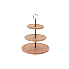Servēšanas šķīvis 170482570, Ø 28 cm, koka krās., metāls/bambuss