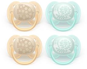 Набор пустышек Philips Avent Ultra Soft, 0 мес., желтый цв./зеленый цв.