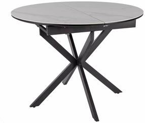 Valgomojo stalas išskleidžiamas Gaston, balta sp./juoda sp., 100 - 135 cm x 100 cm x 75 cm