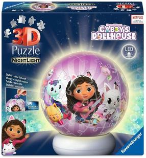 3D dėlionė Ravensburger Gabbys Dollhouse Ball Night Light, 13 cm x 13 cm, 72 vnt., įvairių spalvų