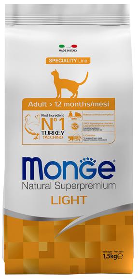 Sausas kačių maistas Monge Speciality Adult Light Turkey, kalakutiena, 1.5 kg