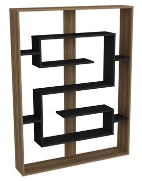 Pastatoma lentyna Kalune Design Esteban 875ZNA3648, juoda sp./riešuto sp., 156 cm x 22 cm x 120 cm