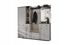 Prieškambario baldų komplektas ASM Hugo VIII, vidaus, baltas/juodas