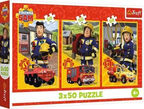 Пазл 3in1 Trefl Fireman Sam Fire Station Crew 34880, 27.5 см x 18 см, 150 шт., многоцветный