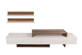 Prekė su pažeista pakuote. Svetainės baldų komplektas Kalune Design Nirvana 756FRN3041, vidaus, balta sp./medžio sp.