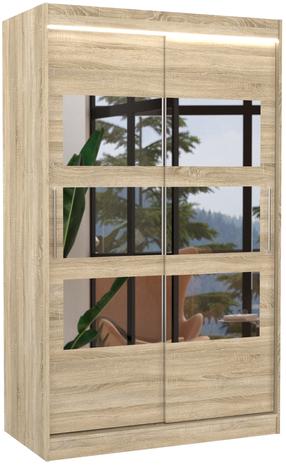 Riidekapp ADRK Kolorado LED, sonoma tamm v., 58 cm x 120 cm x 200 cm, peegliga