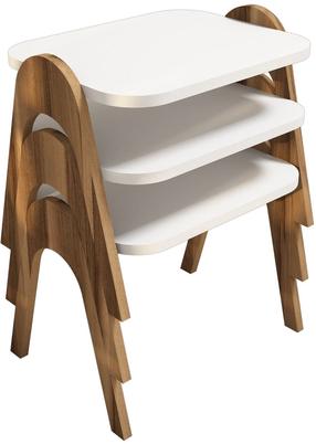 Kavos staliukas Kalune Design Paris, balta sp./riešuto sp., 35.5 cm x 48.6 cm x 42 - 72 cm