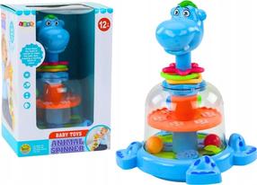 Lavinimo žaislas, begemotas Lean Toys Animal Spinner, 24.5 cm, mėlyna sp.