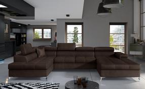 Kampinė sofa Eduardo Monolith 29, tamsiai ruda sp., kairinė, 202 x 345 cm x 90 cm