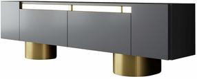 TV skapītis Kalune Design Bohem, antracīta krās./zelta krās., 30 cm x 180 cm x 50 cm