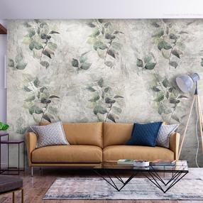 Fototapetas Artgeist Statue Of Nature - Plant Motif With Green Leaves With Grey Patterns, 210 cm x 210 cm