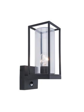 Уличный настенный светильник Lutec Flair PIR 5288802012, 40Вт, E27, IP44, черный цв., 12 см x 31.3 см