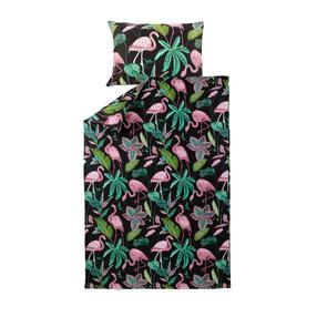 Patalynės užvalkalų komplektas Domoletti Flamingo, juoda sp./rožinė sp., 50 x 70 cm, 140 x 200 cm, 2 d.
