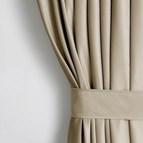 Naktinė užuolaida, su raiščiu Restilo Velvet Pleat, smėlio ruda sp., 140 cm x 245 cm