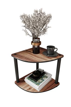 Kavos staliukas Kalune Design Bookcase Corner, riešuto sp., 34 cm x 34 cm x 38 cm