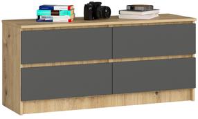 Kumode Akord K120, pelēka krās./artisan oak krās., 55 cm x 120 cm x 40 cm