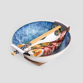 Ramen kausside komplekt, Homla Salado 234629, sinine/valge, 21 cm