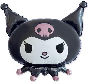Фольгированный шар фигурные Flexmetal Kuromi Head, белый цв./черный цв.