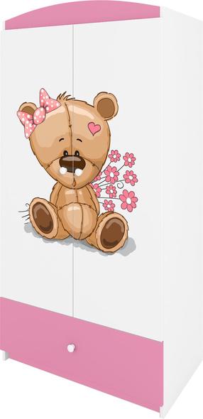 Vaikiška spinta Kocot Kids Babydreams Teddybear Flowers, balta sp./rožinė sp., 90 cm x 52 cm x 175.5 cm