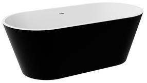 Vonia, laisvai pastatoma Besco Deeva Black&White Matt, 150 cm x 75 cm x 58 cm, ovalas, matinė juoda sp.