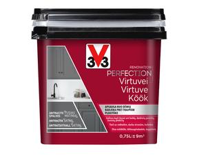 Emaliniai dažai, baldams/dažytų paviršių defektams šalinti V33 Renovation Perfection Kitchen, satino, 0.75 l, antracito sp.