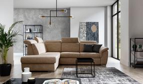 Kampinė sofa Loreto Dora 21, šviesiai ruda sp., kairinė, 210 x 260 cm x 102 cm